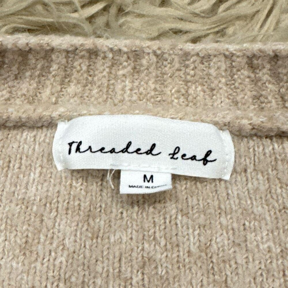 Threaded Leaf Stars Button Down Cardigan Size Med… - image 2